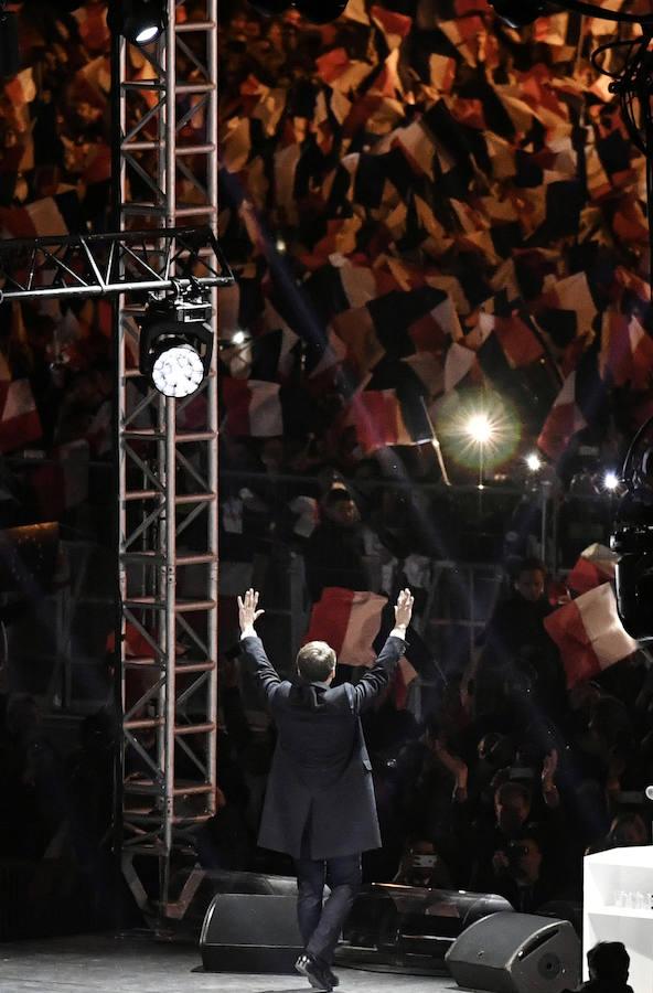 La celebración de Emmanuel Macron, en imágenes