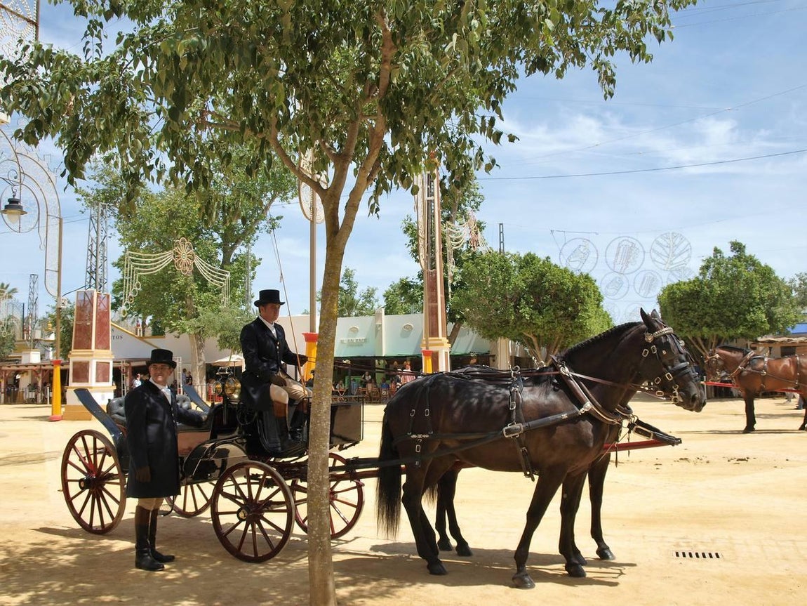Un coche de caballos en la feria