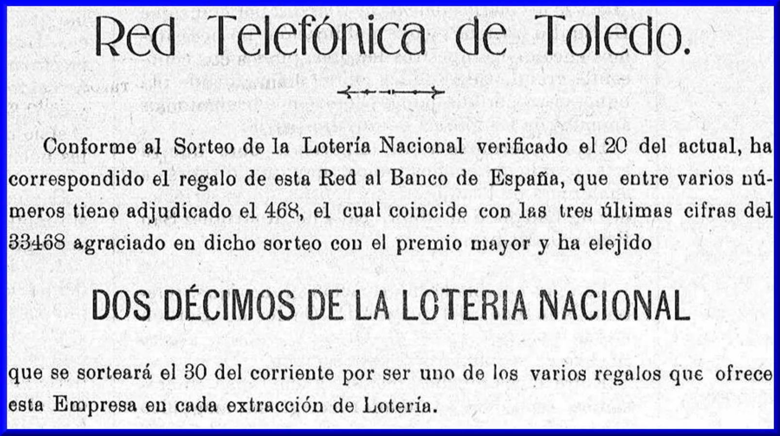 Promoción comercial de la Red Telefónica de Toledo en 1907