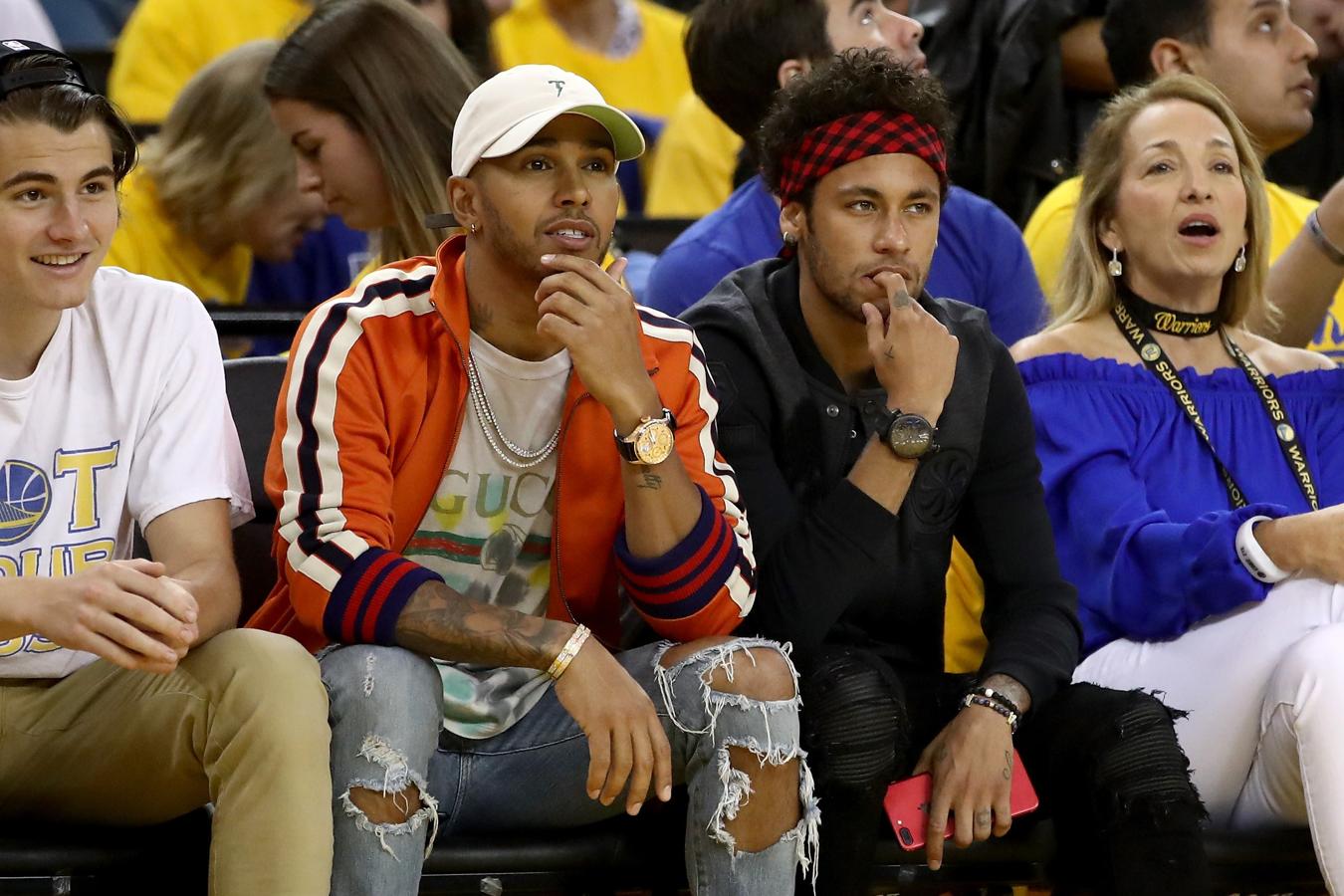 Neymar y Lewis Hamilton, hinchas de los Warriors