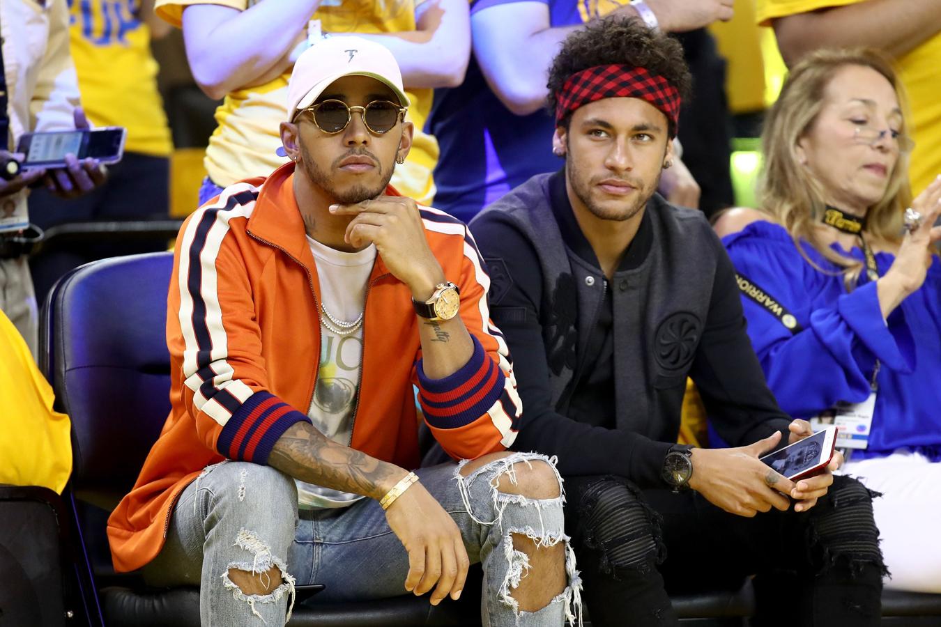 Neymar y Lewis Hamilton, hinchas de los Warriors