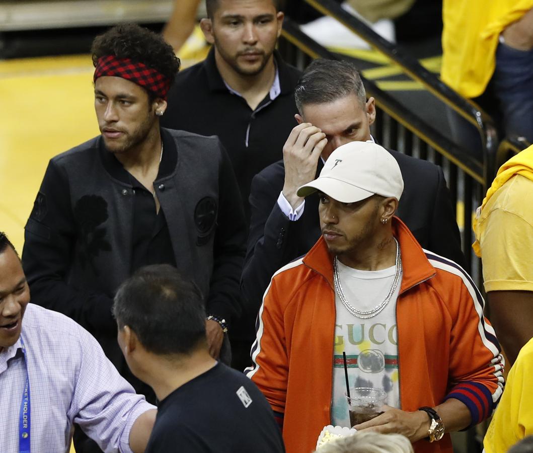 Neymar y Lewis Hamilton, hinchas de los Warriors