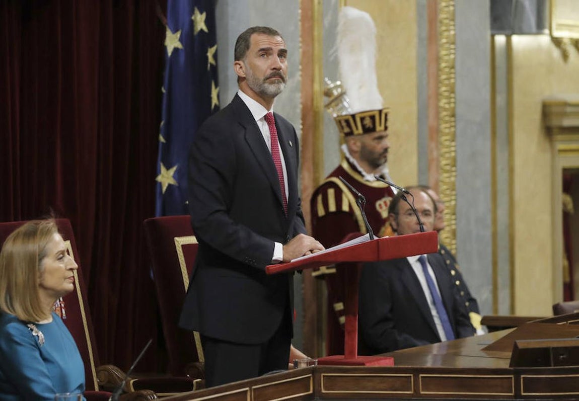 El Rey Don Felipe durante su discurso en el acto conmemorativo. 