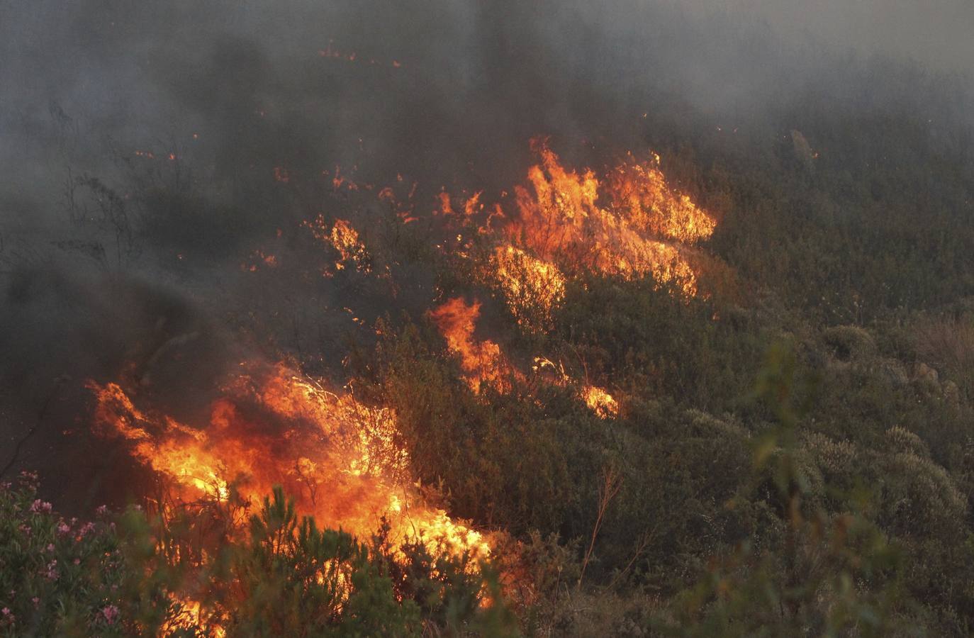 La existencia de una espesa nube de humo sobre el perímetro del incendio declarado ayer en el barrio de Bellavista, en Minas de Riotinto (Huelva), está dificultando la incorporación de los primeros medios aéreos a la extinción del fuego