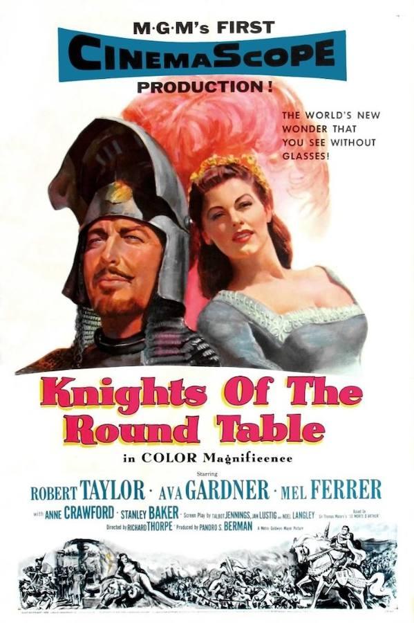 Los caballeros del rey Arturo (1953). Dirigida por Richard Thorpe, director de cine estadounidense en la cartera de la Metro-Goldwyn-Mayer (MGM). Contó con intérpretes de renombre como Robert Taylor (como Lancelot), Ava Gardner (Ginebra, esposa de Arturo), Mel Ferrer (Arturo) y Anne Crawford (la hechicera Morgana). Consiguió incluso dos nominaciones en el apartado técnico de los Premios Oscar.