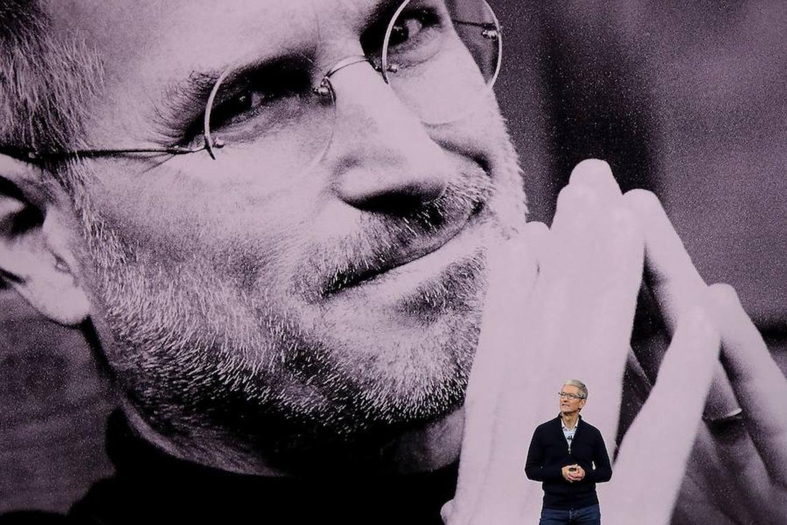 Tim Cook en el Teatro Steve Jobs. 