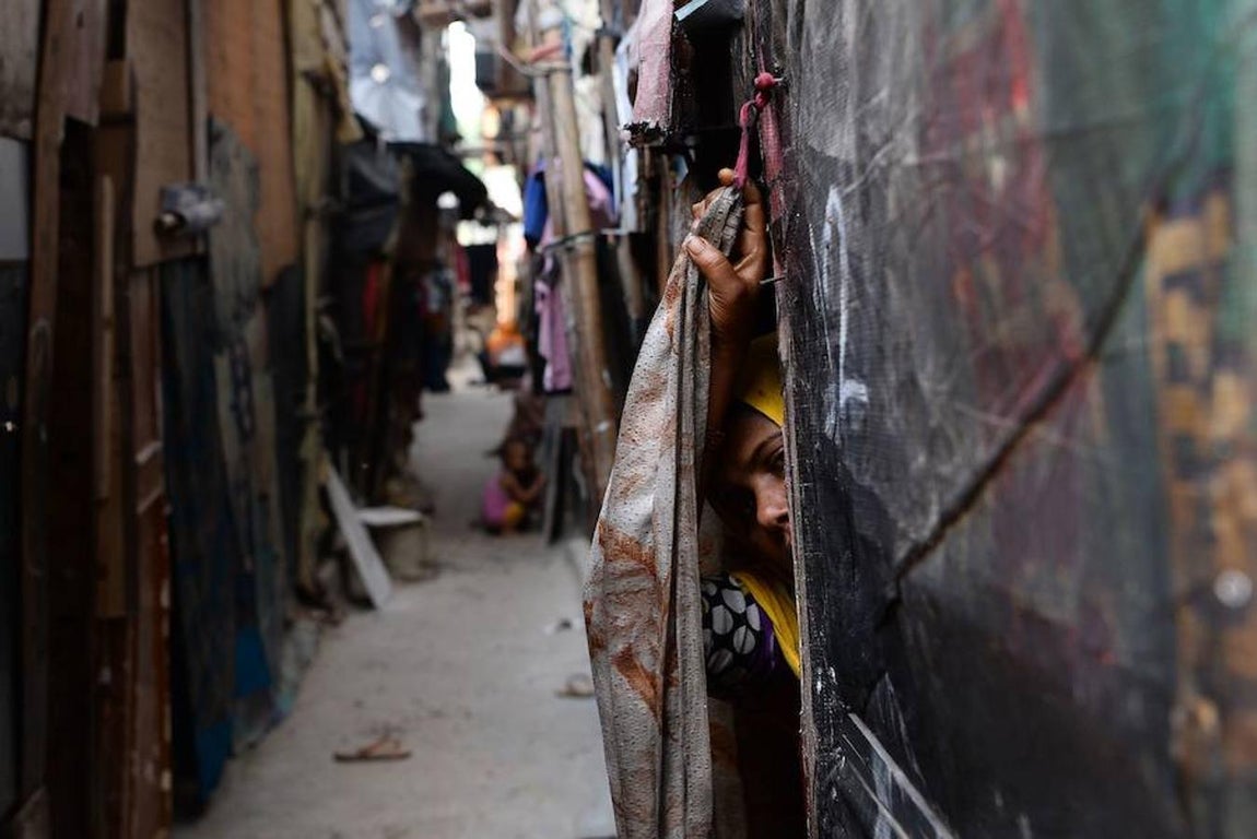 Refugiados rohingyas en Nueva Delhi (India).. 