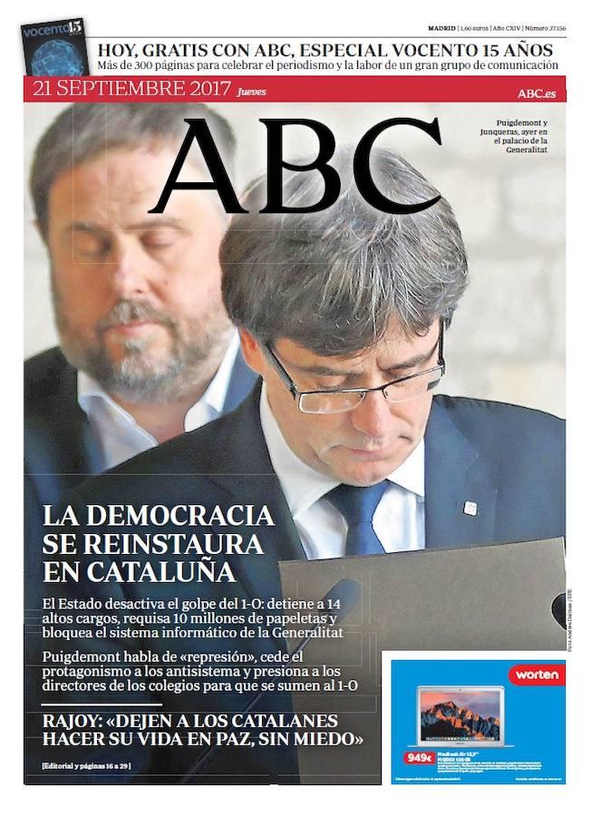 Sin necesidad de aplicar el artículo 155, el trabajo de jueces y cuerpos de seguridad ha permitido asestar varios golpes a la consulta ilegal. La detención de 14 altos cargos y el decomiso de numerosa propaganda y 10 millones de papeletas dejó tocados a los organizadores del 1-O. 
