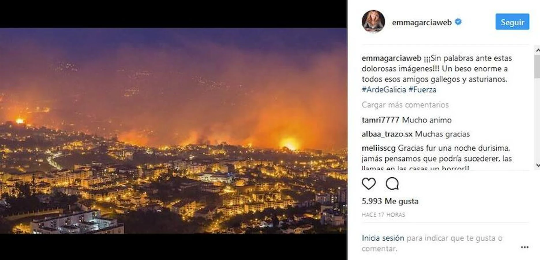 Los famosos se solidarizan con los afectados por los incendios