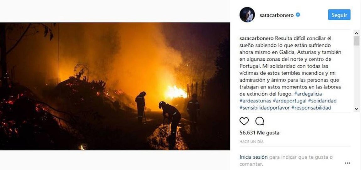 Los famosos se solidarizan con los afectados por los incendios