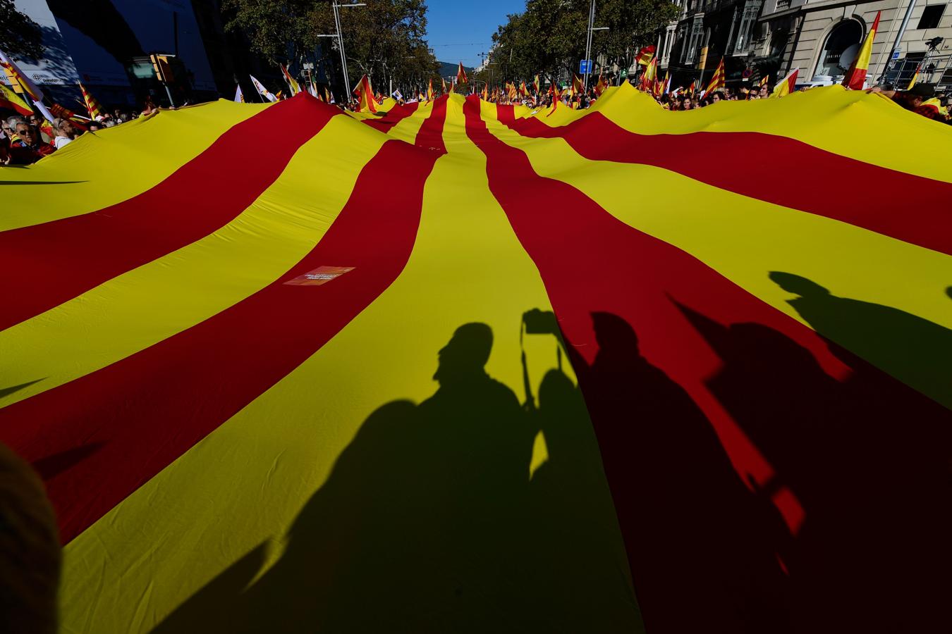 Desplegaron una enorme bandera de Cataluña. 