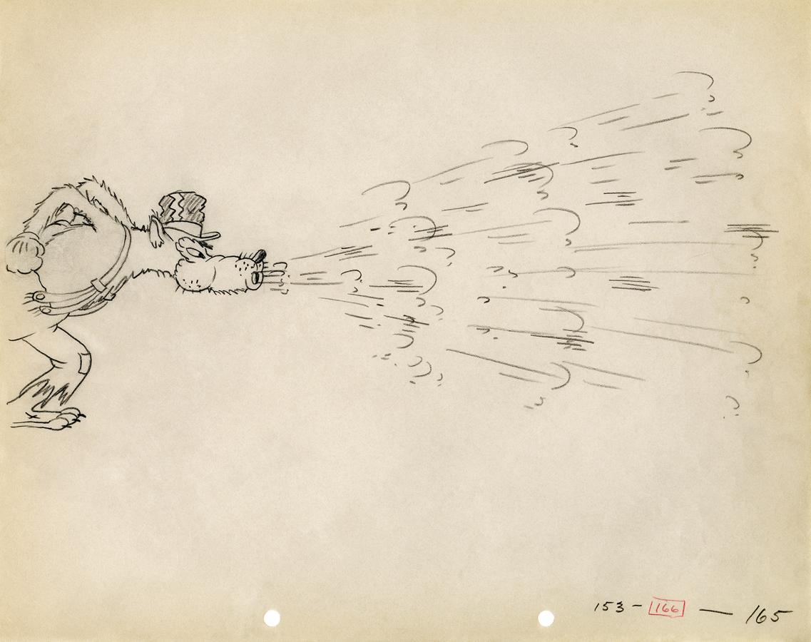 «Los tres cerditos», 1933. Norman Ferguson. Dibujo final de la animación. Lápiz de color sobre papel.. 