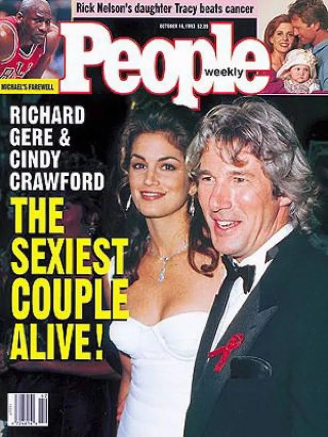 La pareja viva más sexy: Richard Gere y Cindy Crawford (1993). 