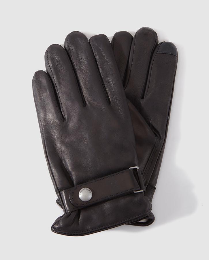 Ralph Lauren. Guantes de piel en negro con cierre: 129€