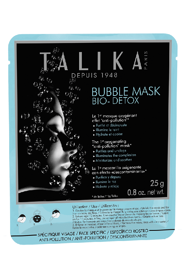 Bubble Mask Bio-Detox de TALIKA. La primera máscara anti-polución oxigenante inspirada en los métodos Détox Coreanos (Precio: 6, 95 euros la unidad)