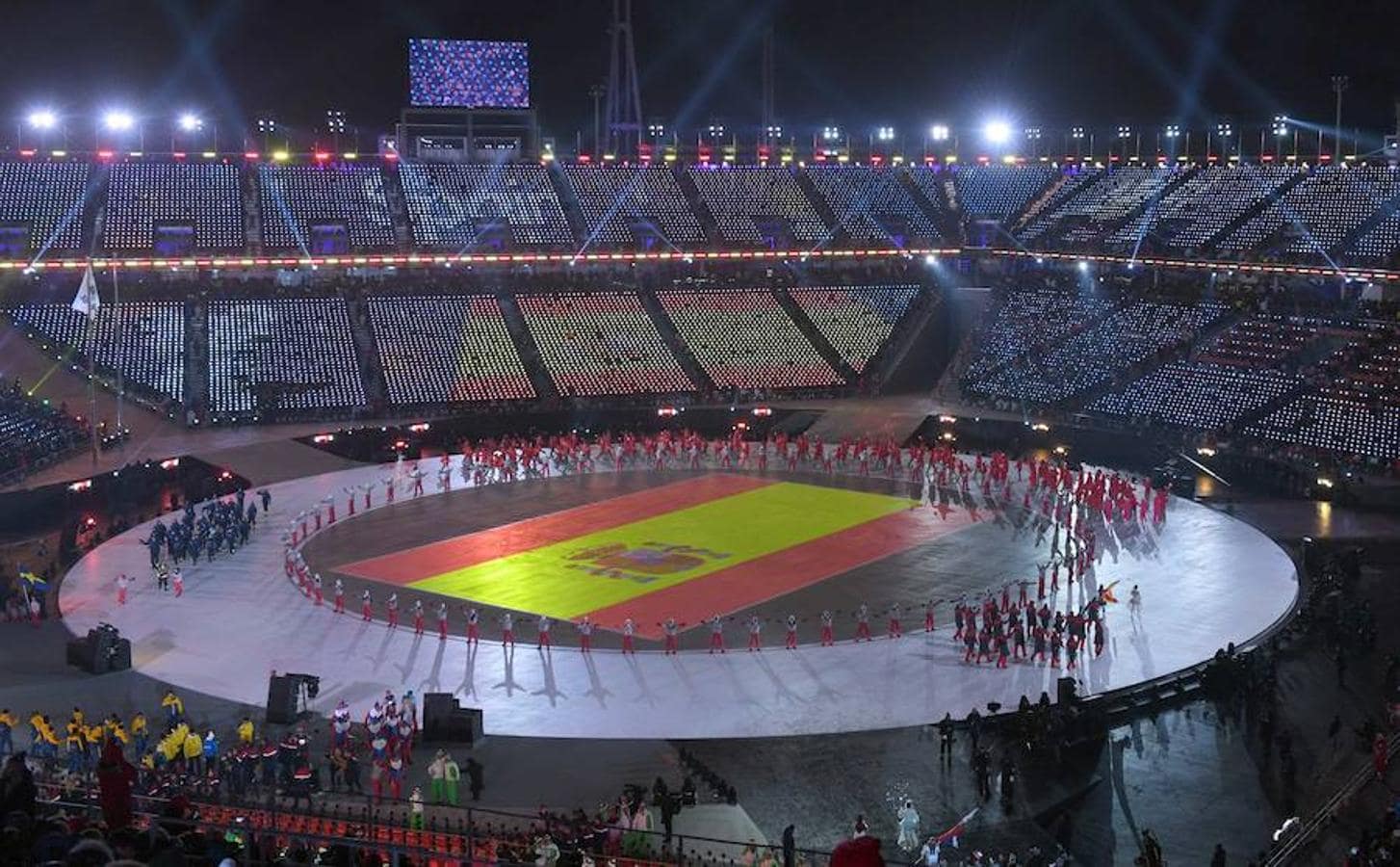 España desfila durante la inauguración de los Juegos Olímpicos de Invierno 2018 celebrados en Pyeongchang. 