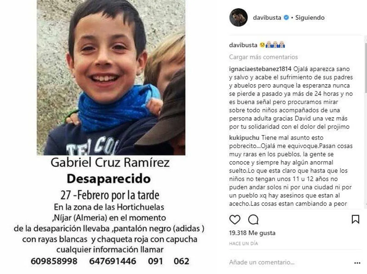 Los famosos se vuelcan en la búsqueda del niño desaparecido en Almería