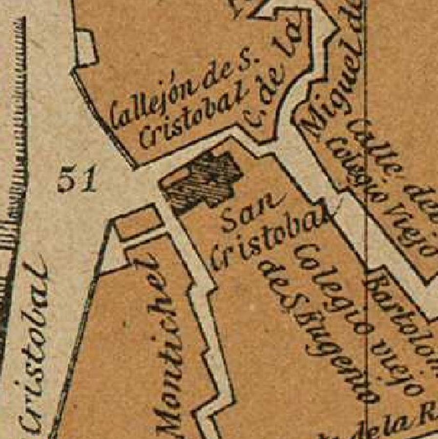 Fragmento del plano publicado en la Guía del vizconde de Palzuelos (1890). 