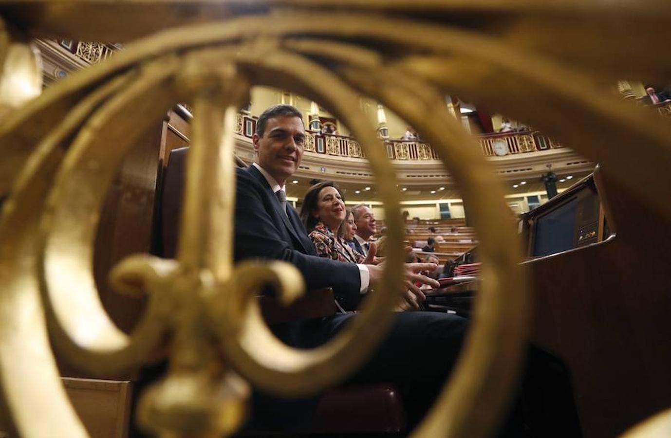 Pedro Sánchez, en el que fuera su escaño antes de renunciar a su acta de diputado. 