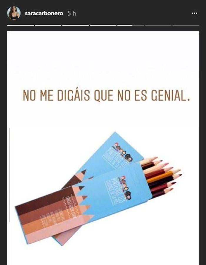 Sara Carbonero. La periodista, tras lanzar una pregunta en Instagram Stories si la gente solía pintar la piel con el color carne o el color naranja, ha encontrado una caja de pinturas que tiene todos los tonos de tez. Un gran mensaje contra la discriminación racial