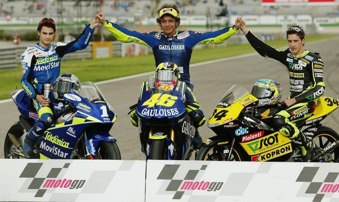 Rossi y Pedrosa como campeones de Moto GP y 250 cc. 