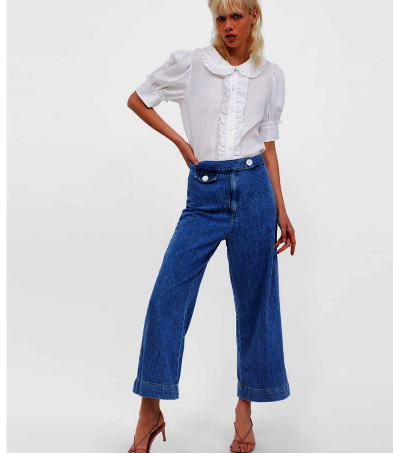 Vaqueros palazzo. Los vaqueros siempre será una de las opciones que más guste a la hora de vestir. Este tipo de vaqueros permite ir fresca y comoda gracias al volumen de la prenda. Este diseño al ser de tela fina permite no pasar tanto calor. Zara