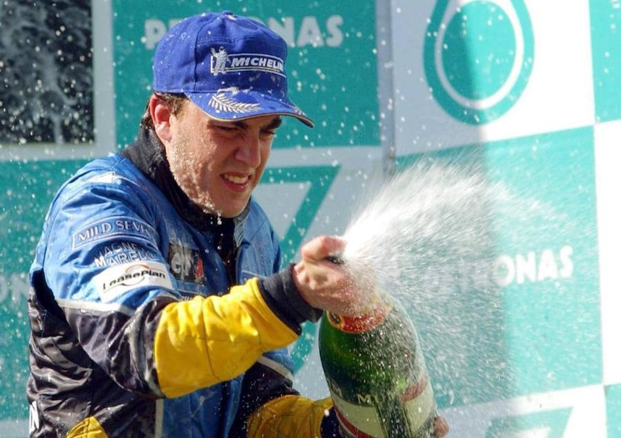 Alonso celebrando el tercer puesto en Malasia. 