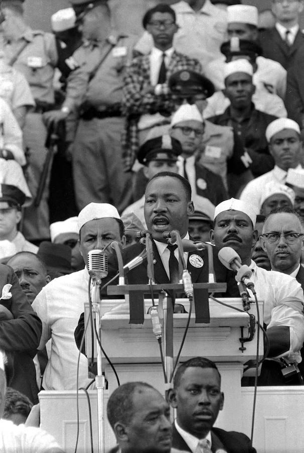 Martin Luther King durante su discurso en el Memorial de Washington. 