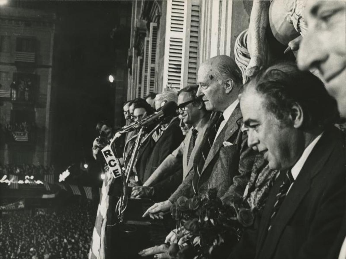 Discurso de Tarradellas en el Palau de la Generalitat en 1977. 