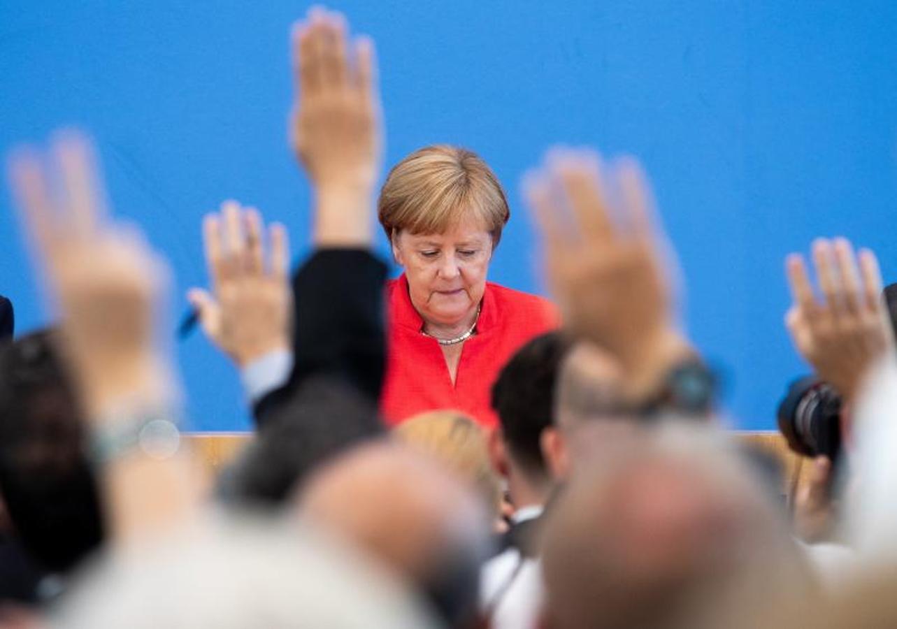 Angela Merkel en una rueda de prensa. 