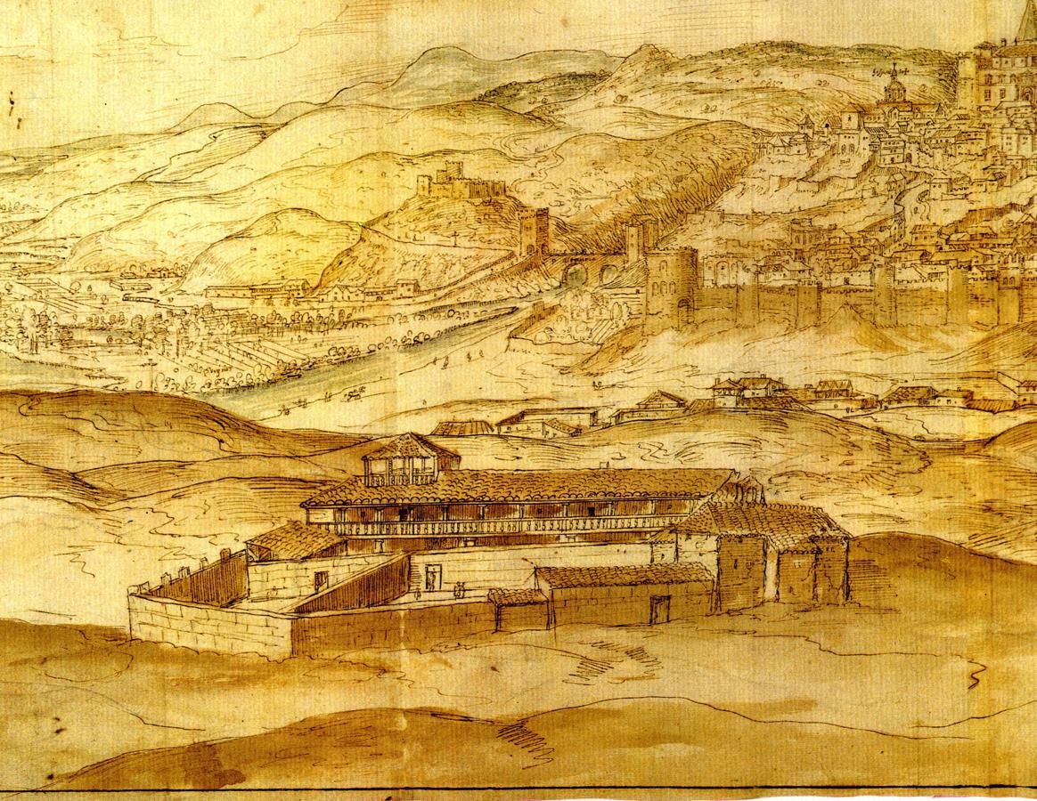 Antiguo Hospital de San Antón en 1563. Dibujo de A. Wyngaerde (1525-1571). 