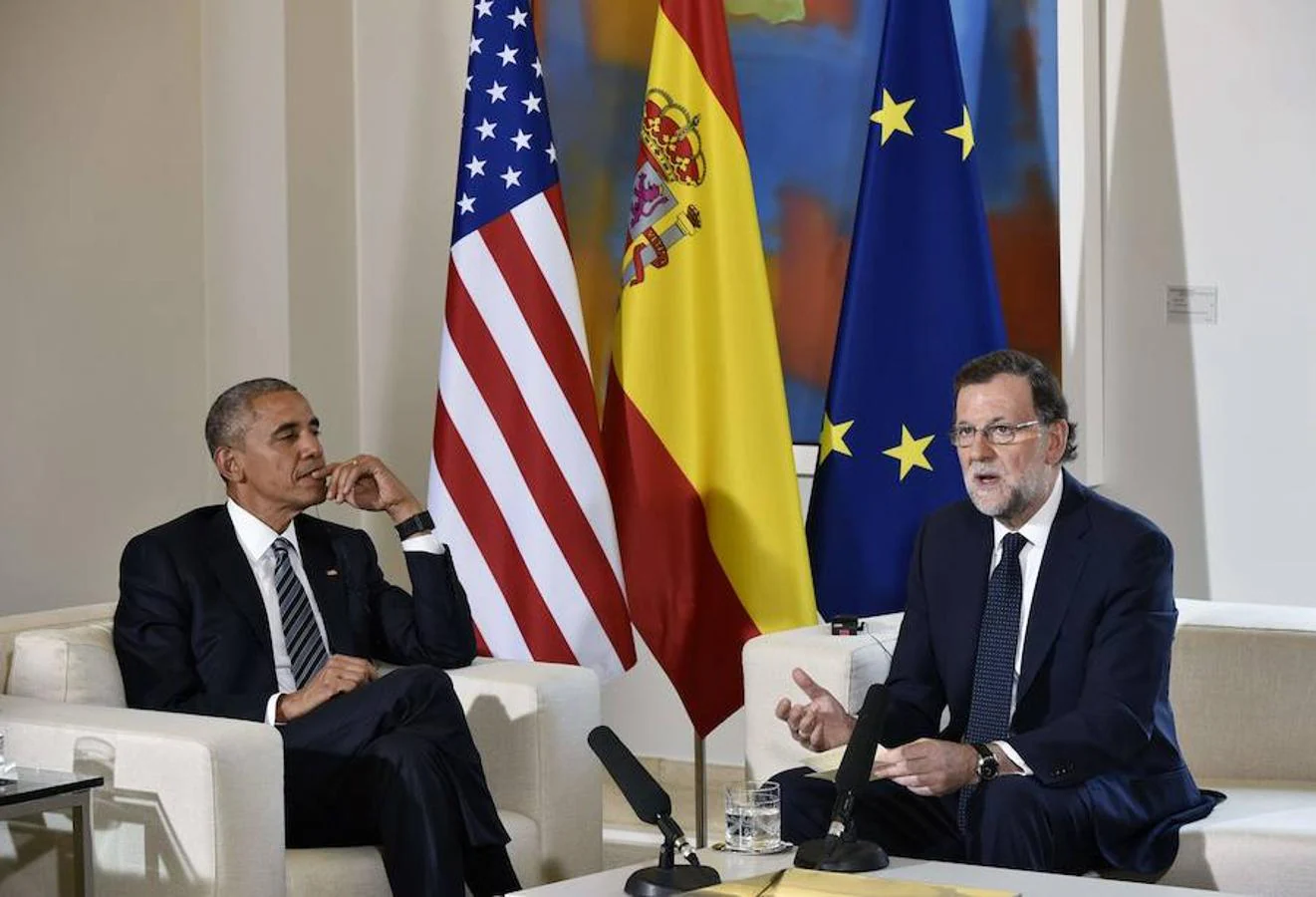 Obama se reunió con Mariano Rajoy en el palacio de La Moncloa en el año 2016. 