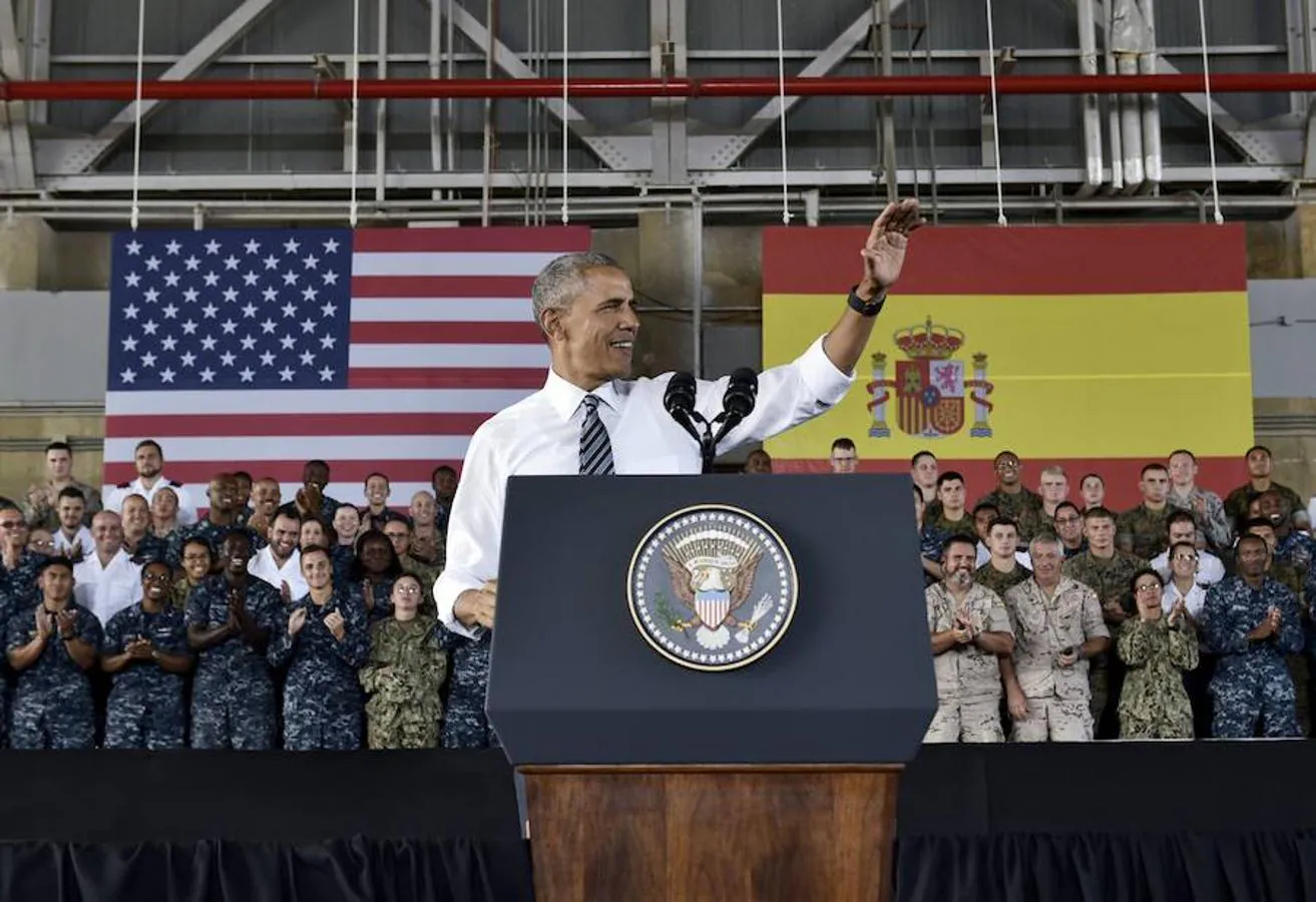 Obama acudió también a la base militar de Rota. 