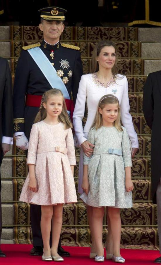 La Familia del Rey: Felipe VI, doña Letizia y las infantas Leonor y Sofía. 