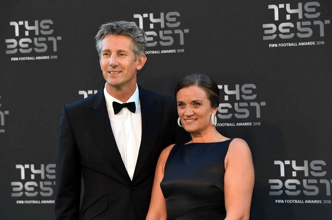 Edwin Van der Sar y su esposa. 