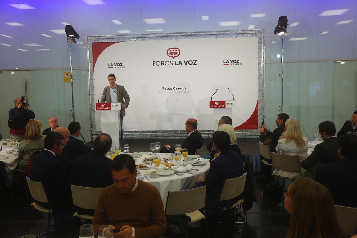 El presidente del Partido Popular Pablo Casado interviene en los Foros de La Voz de Cádiz