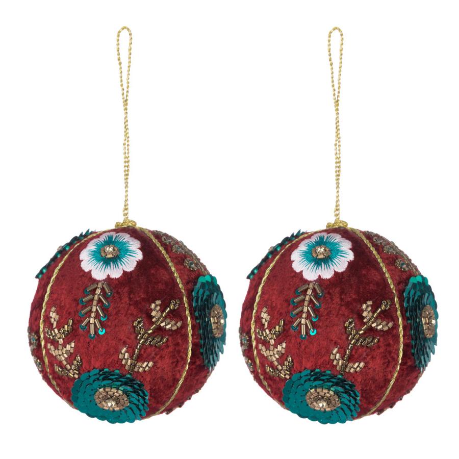 Set de dos bolas para el árbol navideño, en color rojo, como las que adornan los árboles de la Casa Blanca. 27 euros en Amara.