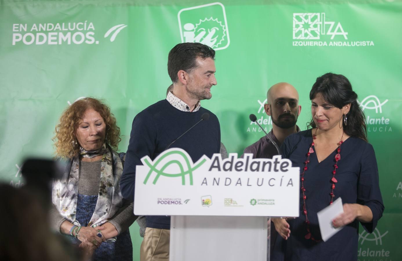 En imágenes, la resignación de Adelante Andalucía tras caer a la cuarta plaza en las elecciones andaluzas