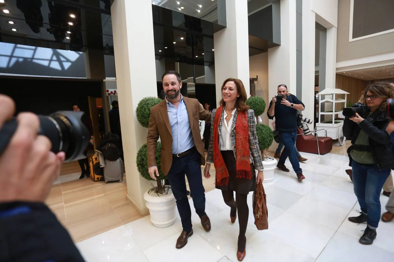 El líder de Vox, Santiago Abascal, antes de valorar los resultados electorales de su formación