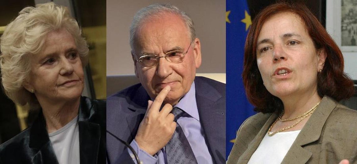 Alfonso Guerra sobre Soledad Becerril (izq.): «Carlos II vestido de Mariquita Pérez» o sobre Loyola de Palacio (dcha.): «Monja alférez». 