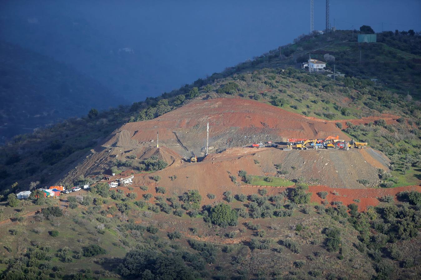 Vista aérea de la zona de trabajo para el rescate de Julen. 