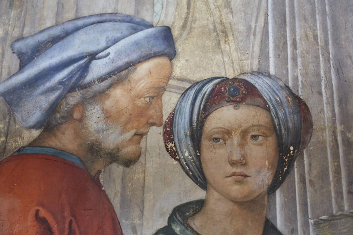 Las figuras poseen una expresión impactante (aquí se muestran antes de reintegrar las pérdidas de pintura). 