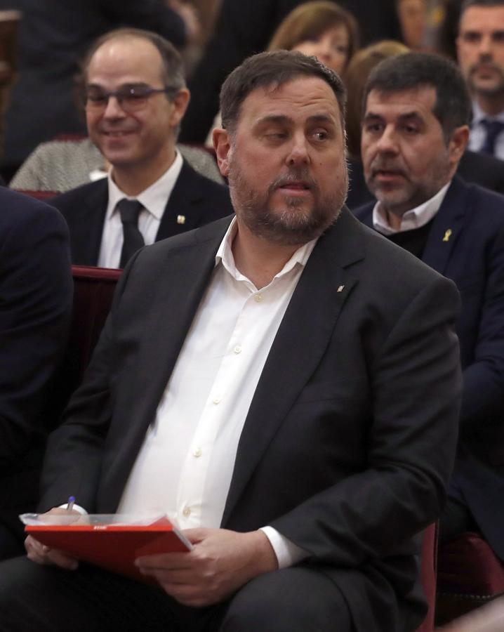 El exvicepresidente de la Generalitat, Oriol Junqueras, uno de los doce líderes independentistas acusados por el proceso soberanista catalán.. 