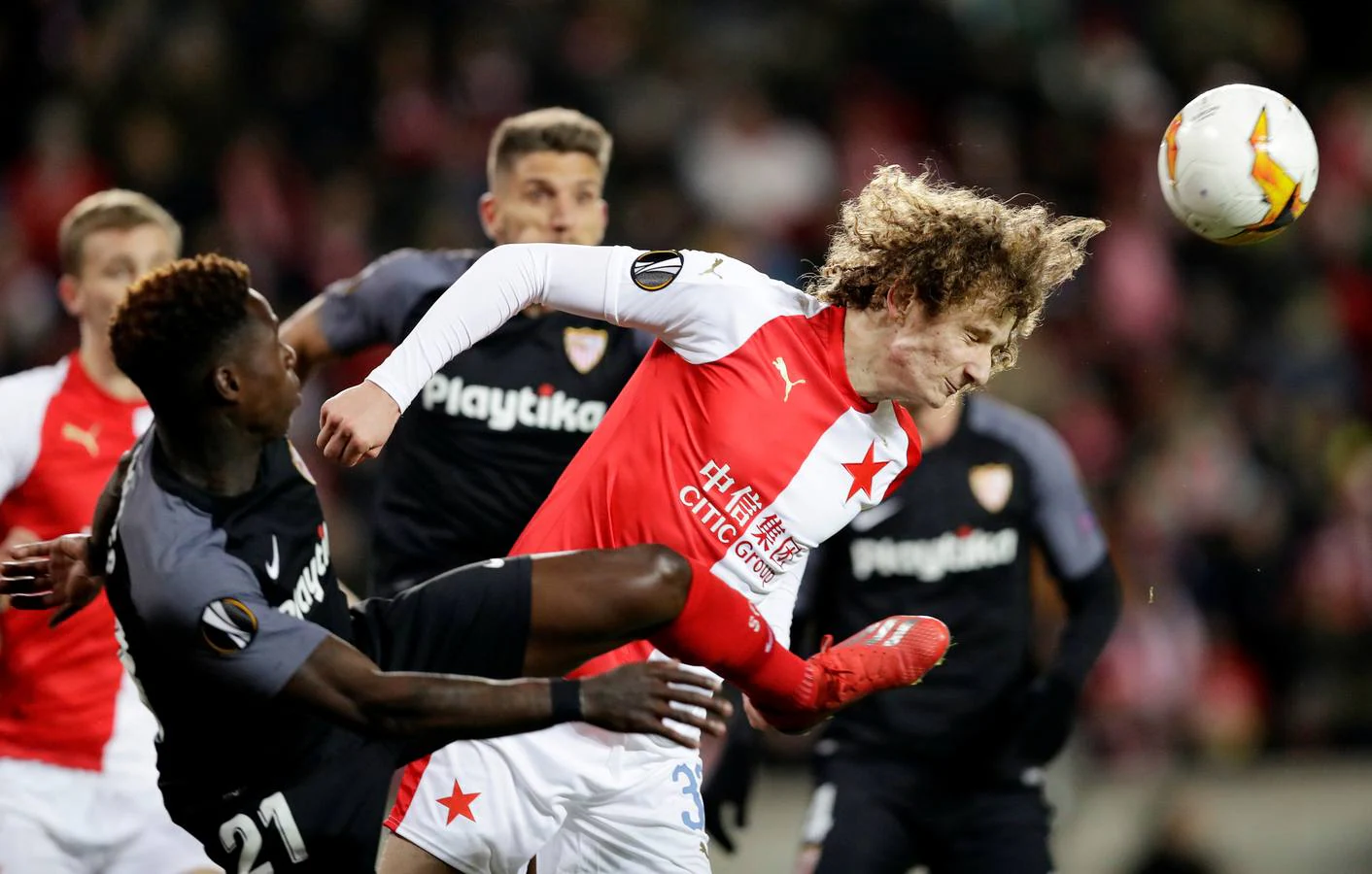 Las mejores imágenes del Slavia - Sevilla FC (4-3)