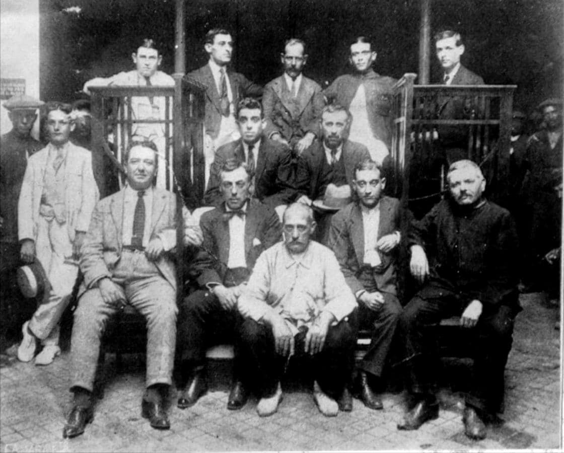 Miembros del Comité de Huelga, que en 1920 movilizó a once mil obreros (Foto, Archivo Histórico Minero de la Fundación Rio Tinto). 