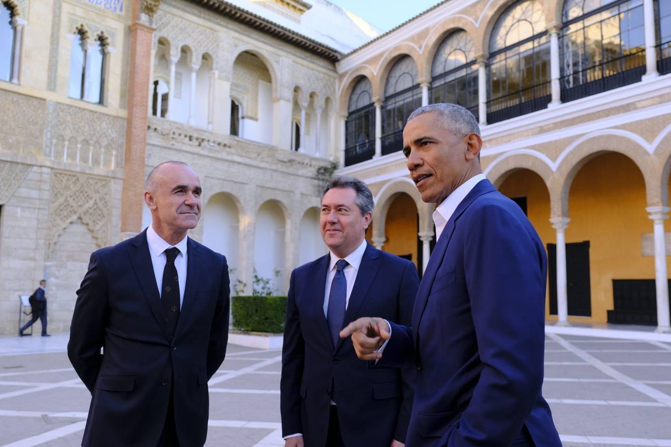 Barack Obama, a su llegada al Real Alcázar