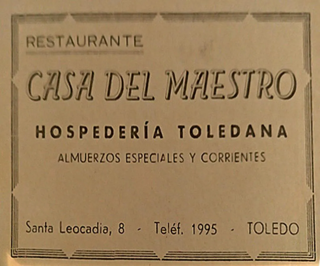 Publicidad de la Hospedaría anunciando sus servicios de comidas hacia 1955. 