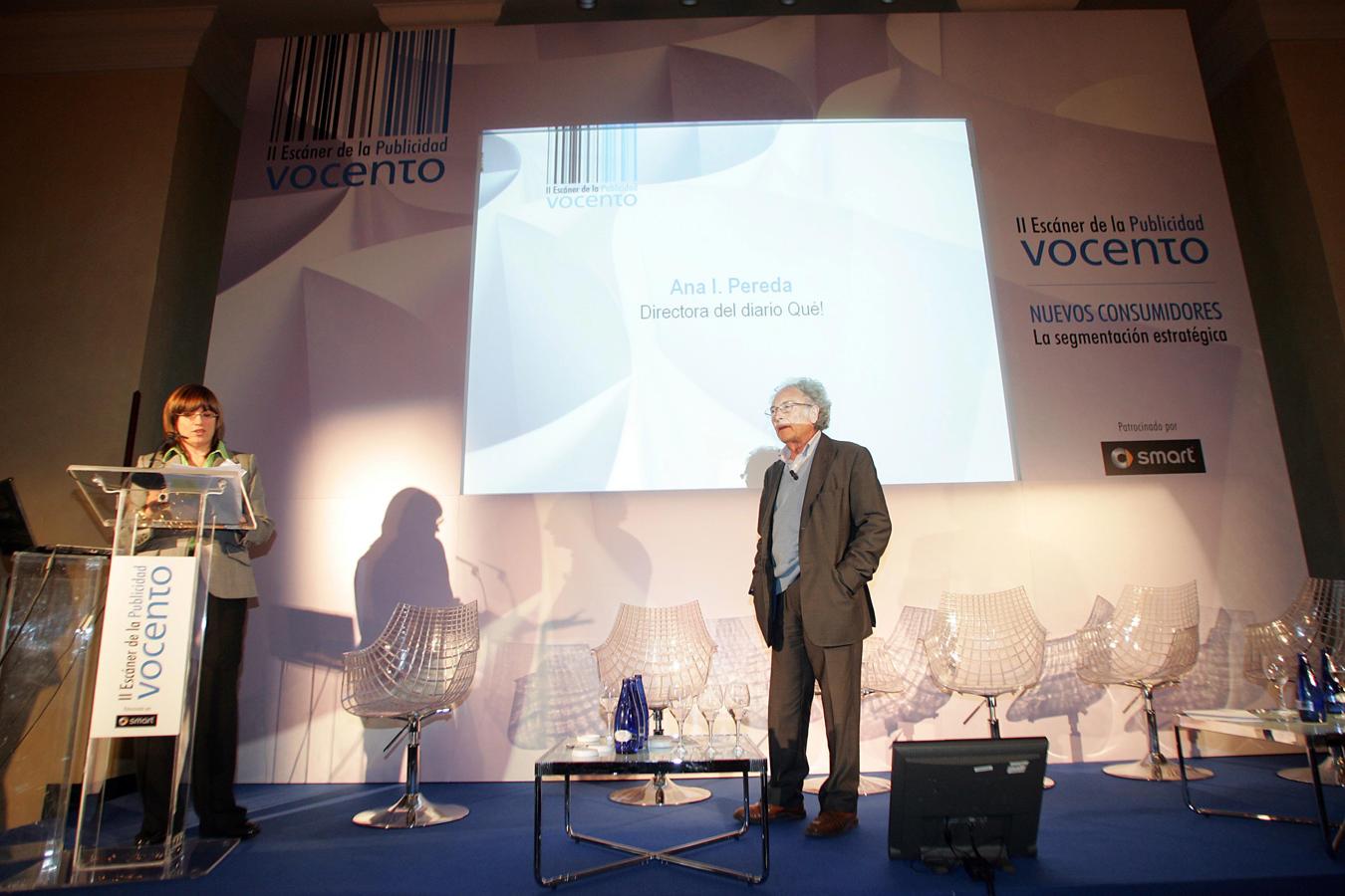 Eduard Punset, durante su intervención en el Foro II Escaner de la Publicidad Vocento, en el año 2007.. 