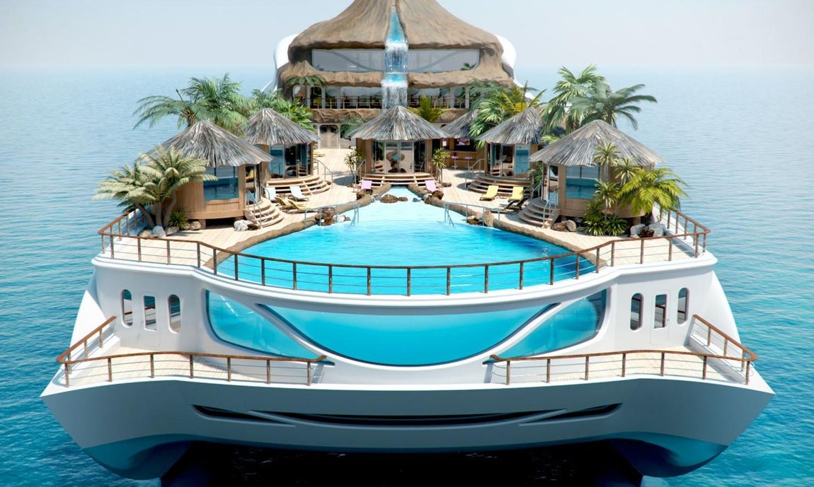 Se inspira en Mónaco. El barco se divide en tres plantas que ocupan 1460 metros cuadrados. Su interior se enlaza mediante una suntuosa escalera de mármol mientras en sus cubiertas las zonas se conectan por un complejo entramado de túneles