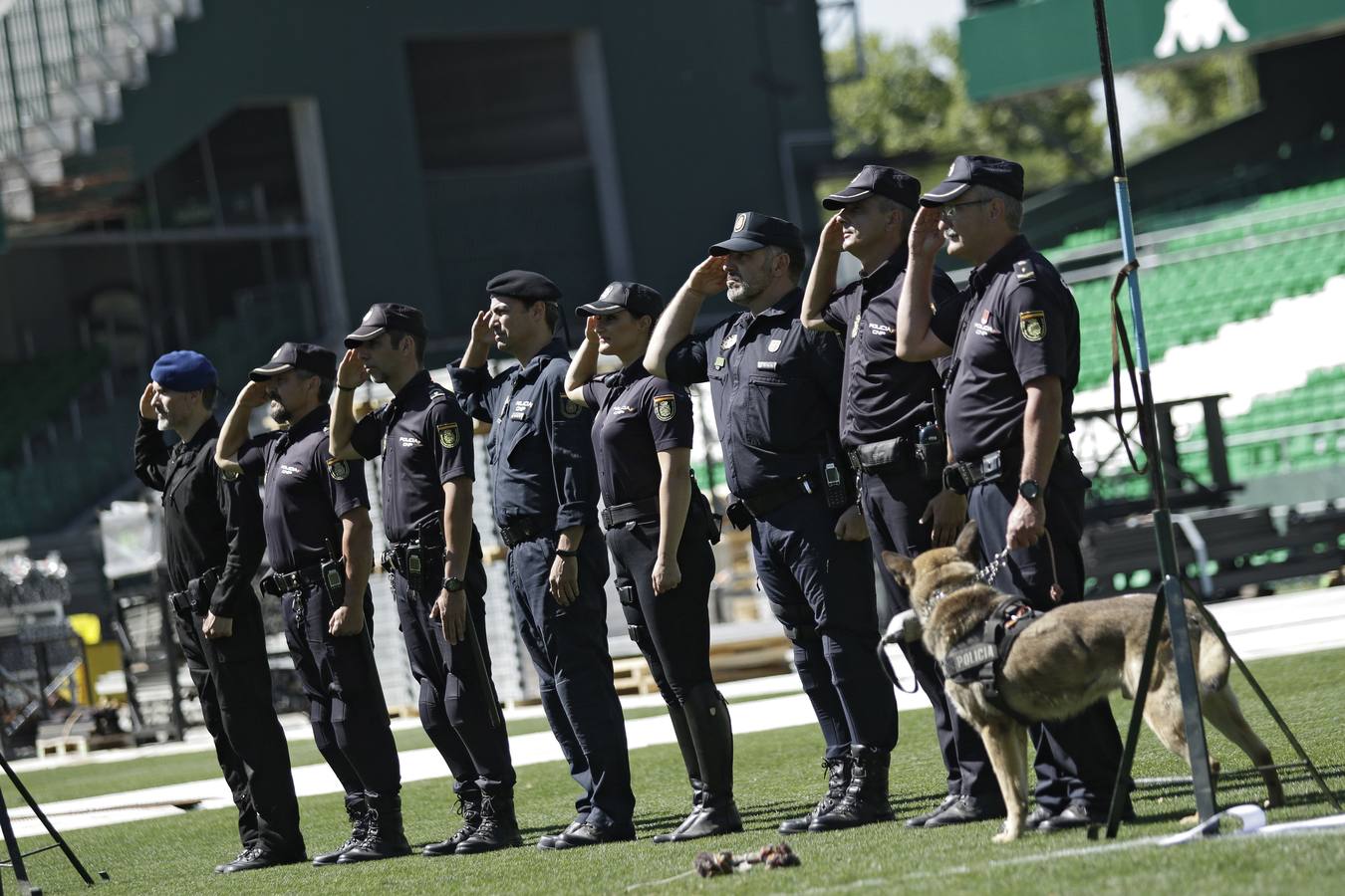 Exhibición de la Policía Nacional en el Benito Villamarín